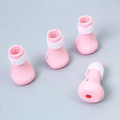 Uplifted Trends Adjustable Silicone Cat Shoes For Grooming And Bathing Anti Scratch Cat Paw Protector Boots For Nail Trimming pink