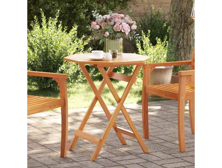 NEW 2026  Table pliable de balcon - 1 pc - look élégant - Ø70x75 cm bois d'acacia massif L1323