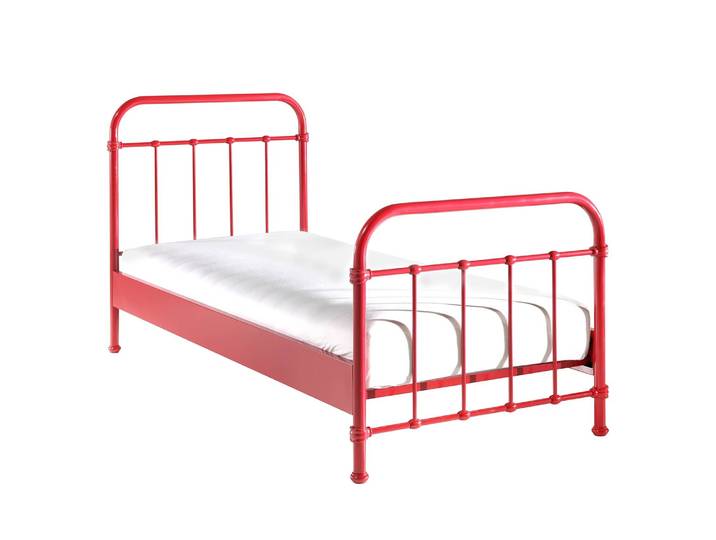 Metallbett New York 90 x 200cm Rot/Rot Metall - Rot