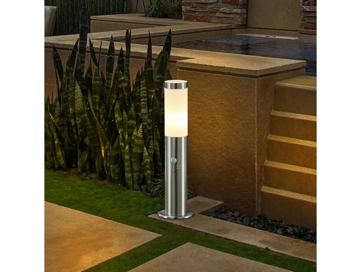 Lindby Sockellampe Statius, silber, Edelstahl, Sensor, 45 cm Statius, chrom / silber, Edelstahl, Modern