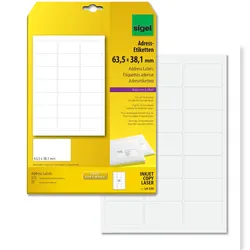 Sigel LA320 abgerundete Adress-Etiketten, 63,5 x 38,1 mm, weiß, 525 Etiketten