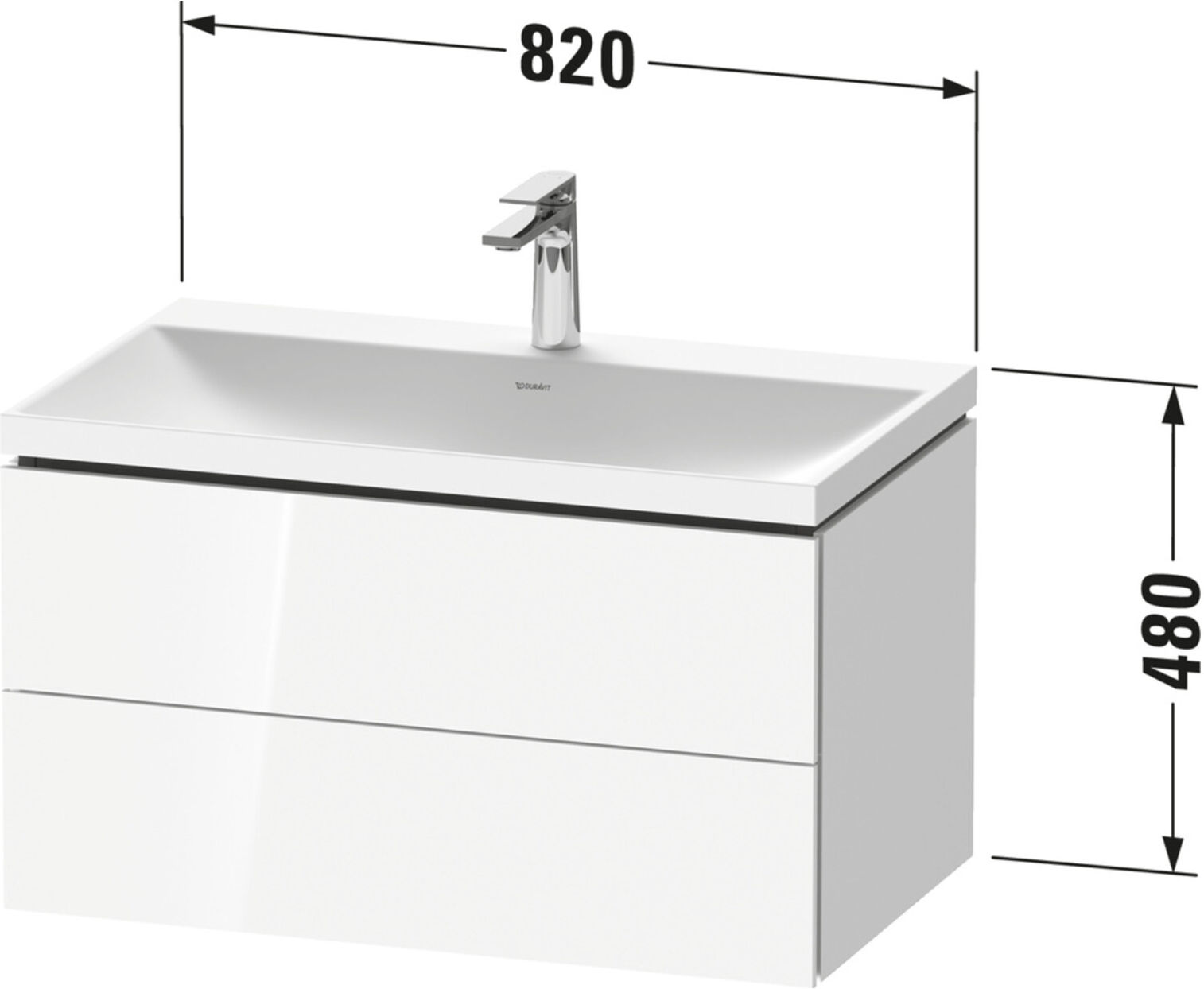 Duravit Möbel-Set L-Cube 80x48x48cm, o HL, flan. Gr hgl, 2 Schub. (LC6951N89890000)