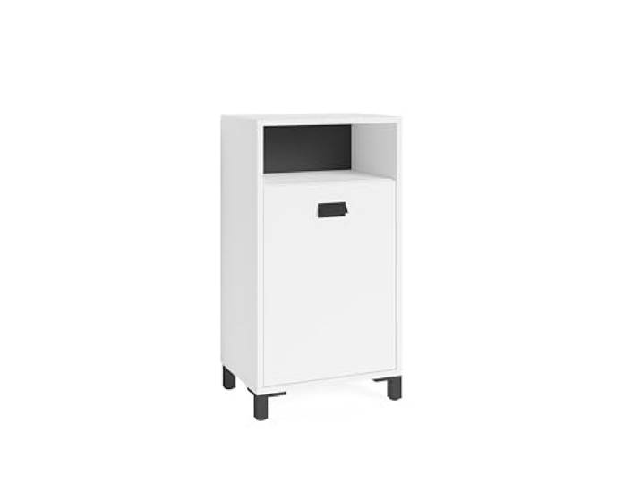 byLIVING Seitenschrank Wellness, Melamin weiß, Metallgriff schwarz