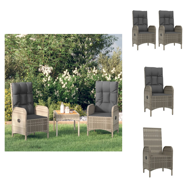 vidaXL Gartenstühle 2 Stk. Poly Rattan Grau - Gartenstühle