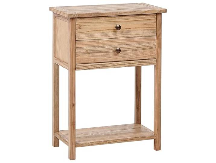 Beliani Konsolentisch Braun Sassafrasholz 2 Schubladen Heller Holzfarbton Holz, Landhausstil, Gebürstet, 53 x 31 x 74 cm