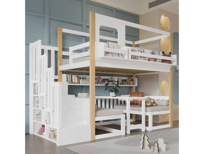 Lit superposé enfant EVRYAE 90x200 cm blanc naturel