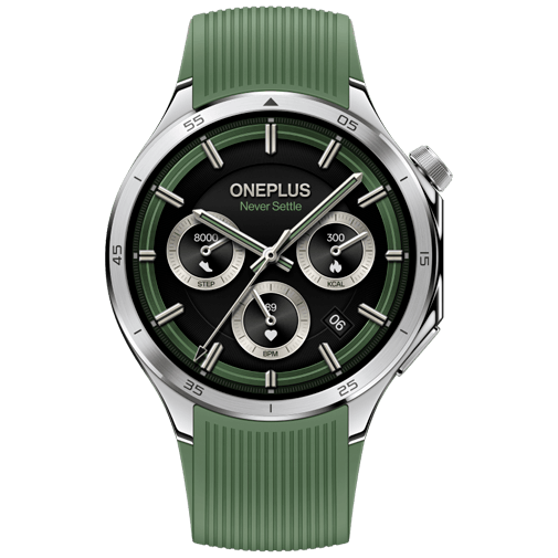 OnePlus Watch 3 Silber (Grünes Gummi Armband)