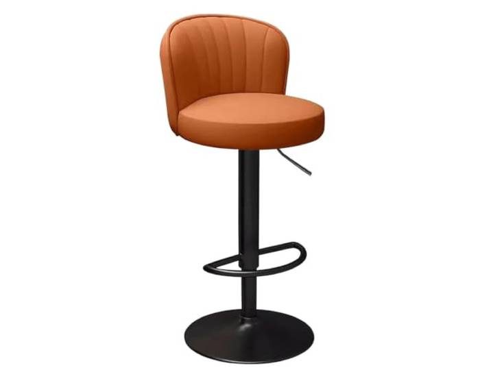 LANCOURT Barhocker, Drehbare Barhocker mit Lehne, höhenverstellbar, modern Leder, gepolstert, Frühstücks-Barstuhl in schwarzem Metallrahmen, für Küche, Insel, Zuhause, Bar, Essen(Orange)