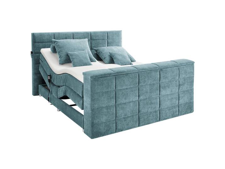 Carryhome Boxspringbett, Petrol, Textil, H2 + H3, 7-Zonen, 180x200 cm, gepolstertes Kopfteil, Topper durchgehend, Wendematratze mit unterschiedlichen Härtegraden, Schlafzimmer, Bett, Doppelbetten
