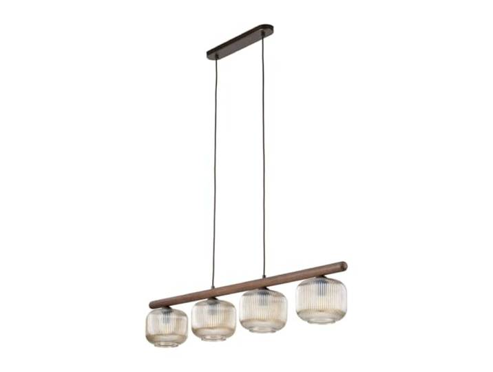 Licht-Erlebnisse Pendelleuchte Holz Glas Cognac Braun 4-flammig Natürlich Faszinierend Wohnlich Modern E14 L:95 cm Hängelampe Küchentisch