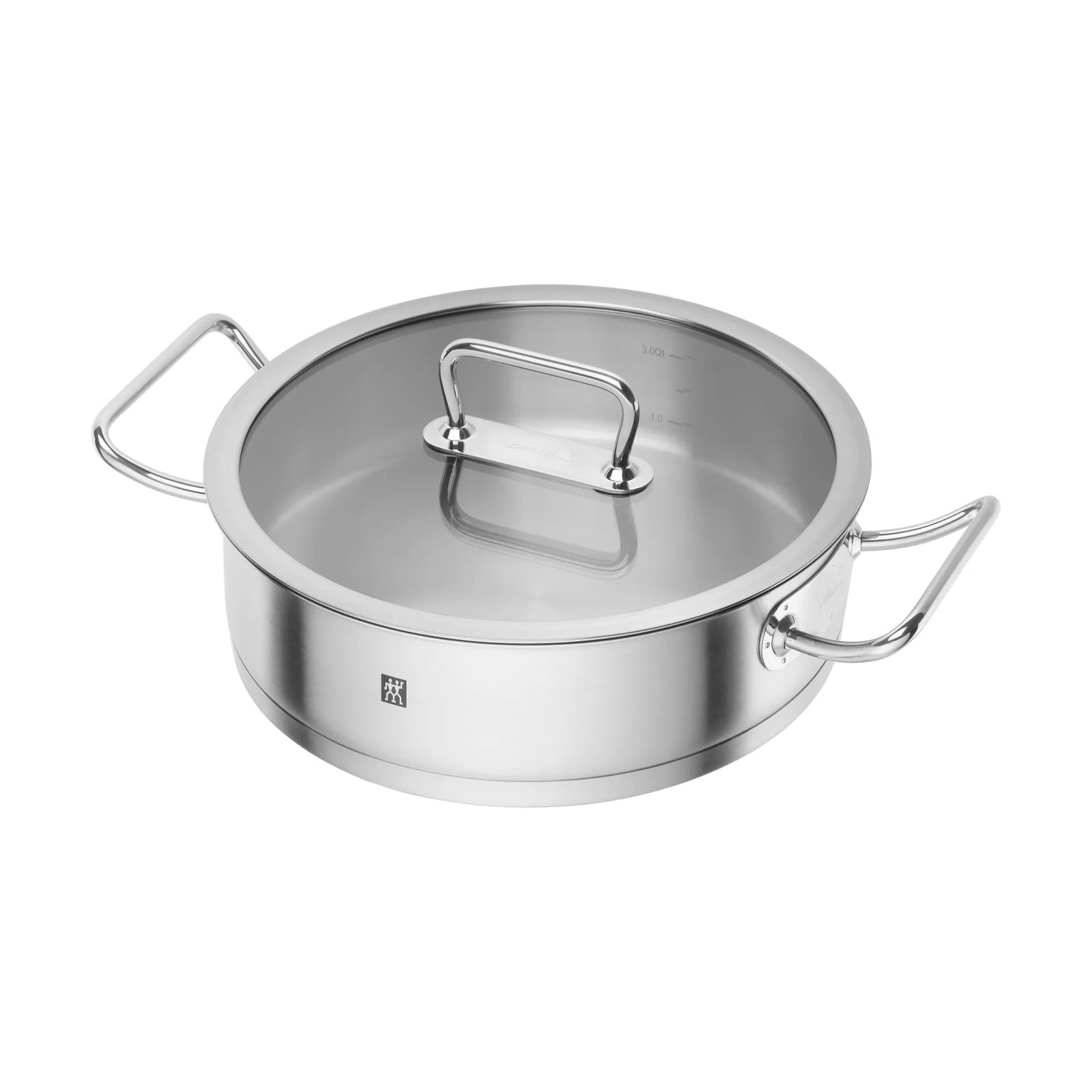 Zwilling Pro serveerpan van roestvrij staal met glazen deksel, 28 cm, 4,30 l