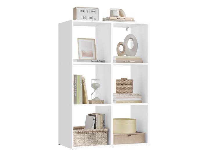 WOLTU Bibliothèque avec 6 cubes, étagère de rangement sur pied, séparateur de pièce, classeur, organisateur en bois pour salon, bureau, salle d'étude