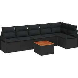 vidaXL Garten-Sofa-Set 7 pcs Schwarz