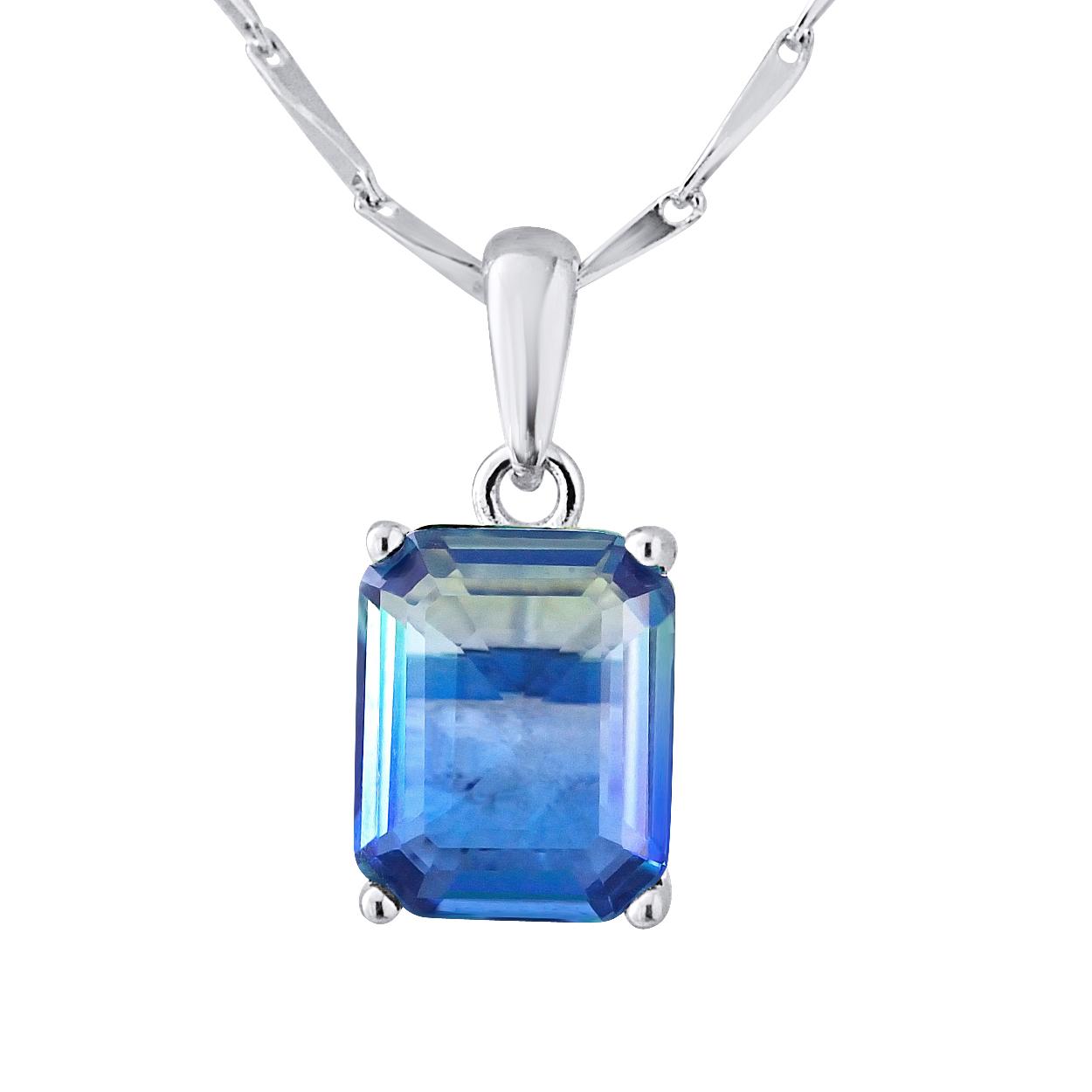 Solitaire kraag tweekleurige kristallen blauwgroen 925 - Anais
