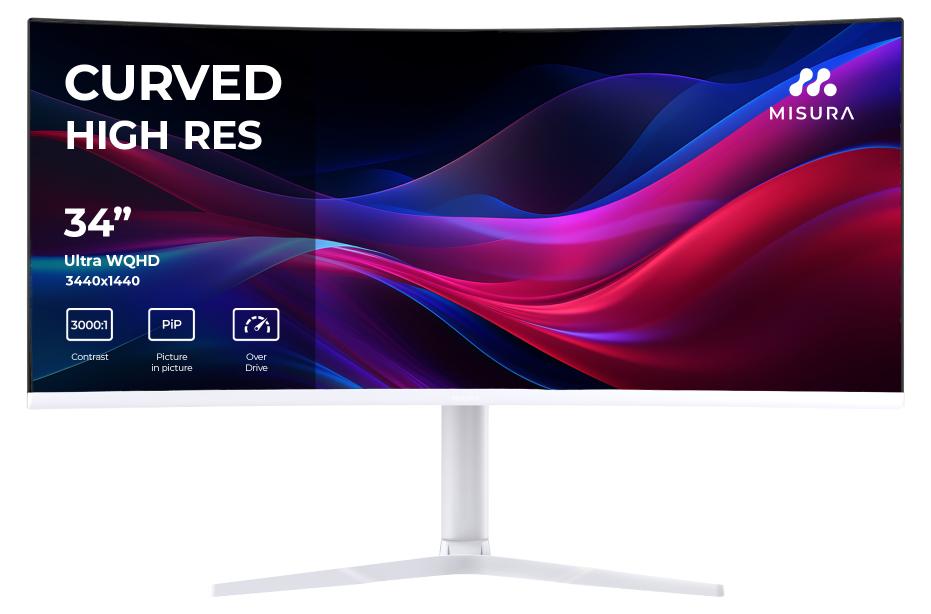 34" UltraWide QHD Monitor 180 Hz gebogen WHITE - MISURA M34X3W01