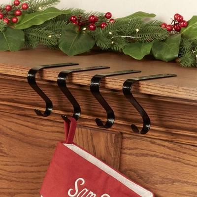 Touch Of Class Metal Mantel Hooks Black Set of Four, Set of Four, Black