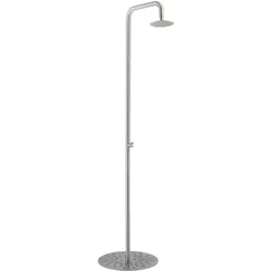 Pooldusche MX1018 aus inoxfarbenem Edelstahl 316L, 20 cm Antikalk-Duschkopf, stabile versetzbare Basis, korrosionsbeständig – MPC