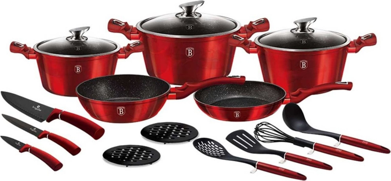 Berlinger Haus Pannenset 17 Elementen Metallic Burgundy BH6162