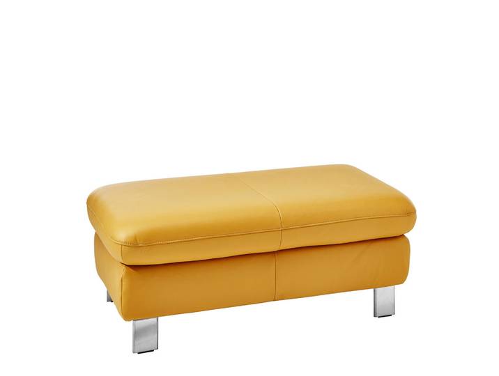 Cantus Hocker, Gelb, Metall, Echtleder, Color-Finish-Leder, 120x52x65 cm, Goldenes M, Lederauswahl, Stoffauswahl, Wohnzimmer, Hocker, Sitzhocker