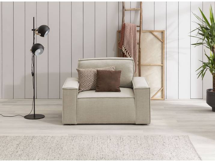 Sessel GOODPRODUCT SHERWOOD Samtvelours Love-Seat , beige (cream), B:120cm H:85cm T:86cm, 100% Polyester, Sessel, Sessel, passend zur Polster-Serie SHERWOOD