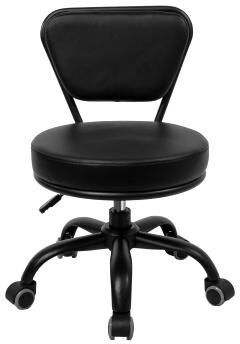 Madison and Park "Dayton Short Stool Adjustable 13"" to 15"" Low Rolling Chair with Backrest, Matt Black - N/A"