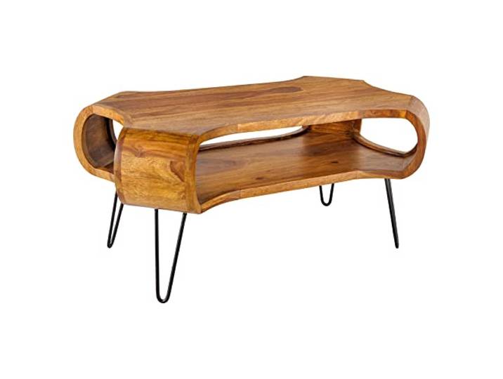 Couchtisch ORGANIC LIVING 100cm - schwarz - Sheeshamholz - handgefertigt Massiv, Als Beistelltisch nutzbar, individuelle Maserung, stabile Konstruktion, 30 kg Belastbarkeit