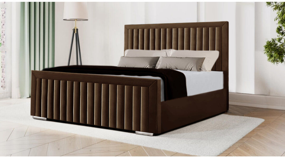 Ebern Designs Miyon Upholstered Bed Brown Single (3')