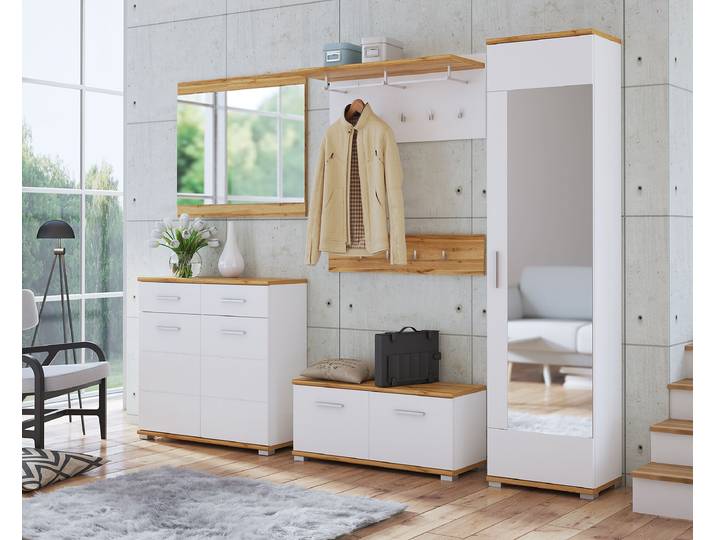 Porte-manteau mural 90 x 41 x 30cm Blanc/Marron