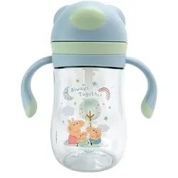 Nuby, Kindergeschirr + Kinderbesteck, - Peppa Pig Evie Straw Cup - Blue - 240 ml