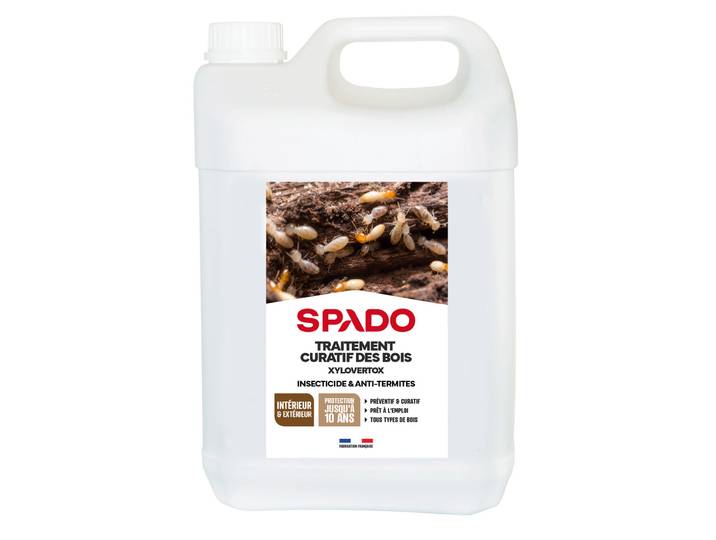 Spado Xylovertox Traitement insecticide bois 5 L - Préventif et curatif anti-termites - Intérieur et extérieur