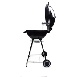 GRILLGOURMET Holzkohle-Kugelgrill Classic mit 2 Standbeine & 2 Rollen schwarz