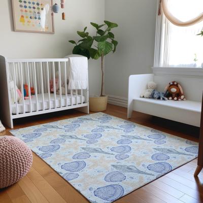 Addison Rugs Premium Washable Super Soft Starfish Seashells Coastal Mayfield Rug