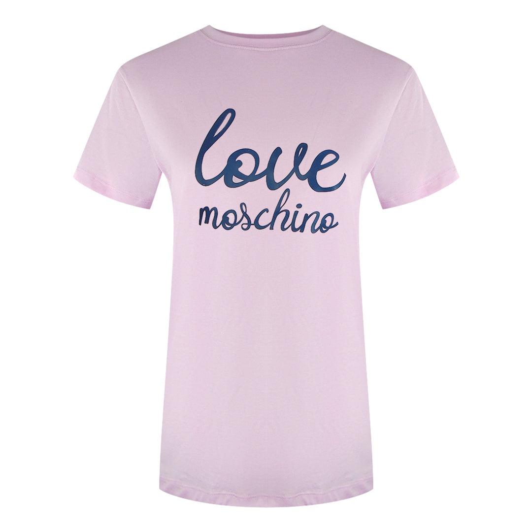 Love Moschino Logo In Cursief Roze T-shirt