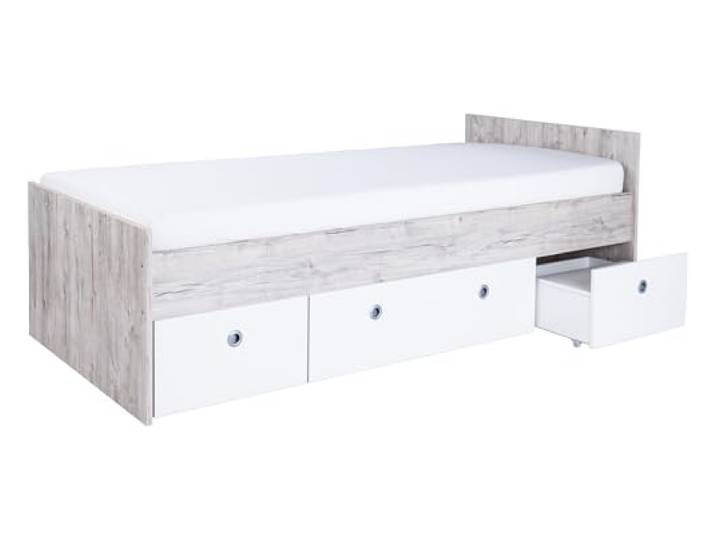 Arthur Berndt Jugendbett 120 x 200 cm mit Schubkästen, Eiche Sand/Weiß, 3 Rollkästen, Modernes Design