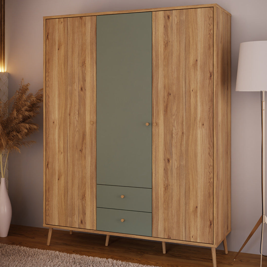 George Oliver Sesser Manufactured Wood Wardrobe Beige;Sage 78.7cm H X 60.2cm W X 20.4cm D