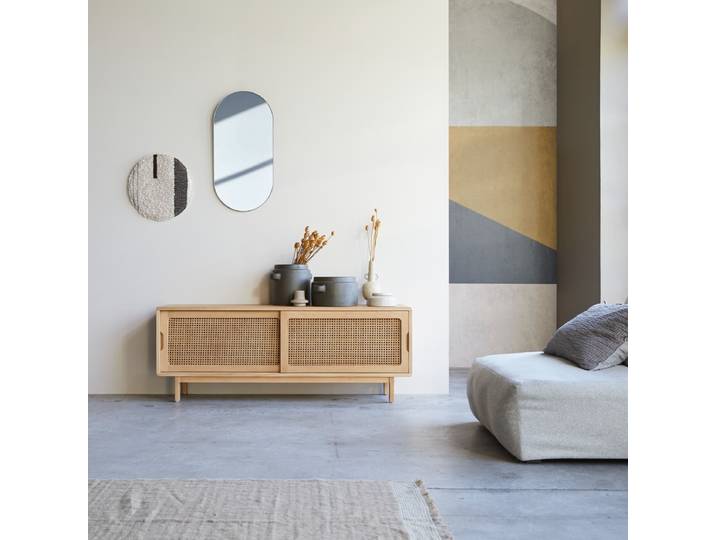 TV-Schrank aus Ulmenholz und Rattangeflecht Luis 140 cm Luis - Natur - Elm