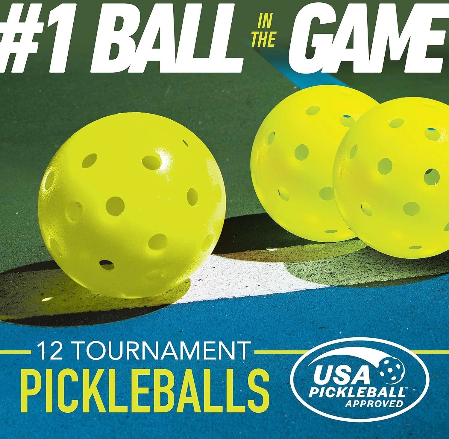 INF Pickleball Bälle - 12er Pack, High Bounce Outdoor PE Pickleballs, Gelb