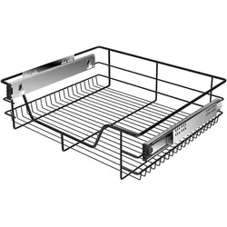 Kesser Teleskopschublade Küchenschublade Küchenschrank, Küchen Organizer, Schwarz, Silber