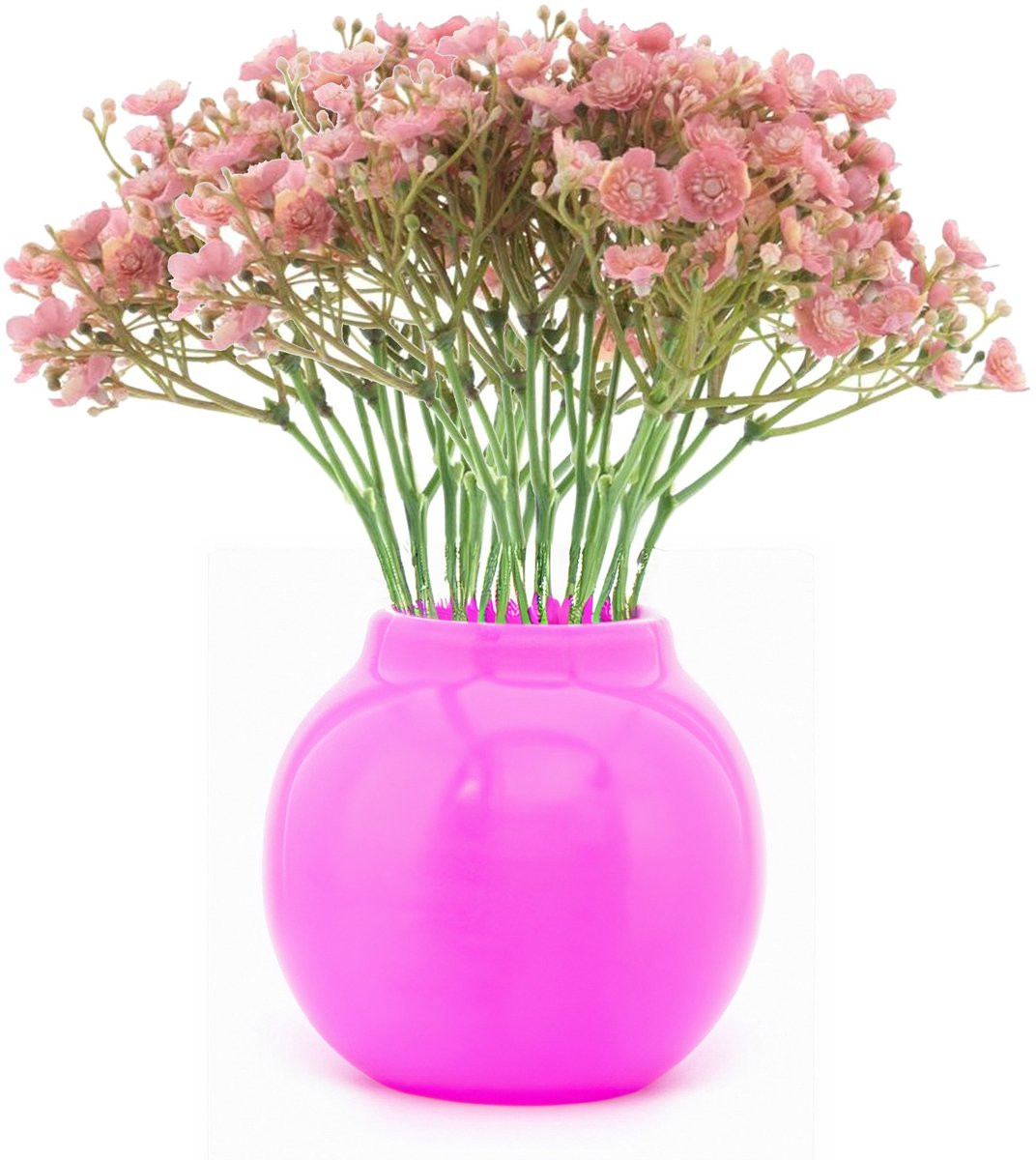 Bellatio Design Kunstbloemen boeket Gipskruid - 3x - 30 cm - roze