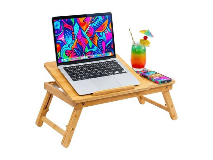 Relaxdays Support ordinateur bambou design arbre