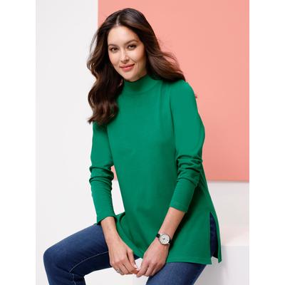 Longshirt CLASSIC BASICS "Longshirt", Damen, Gr. 56, grün, 100% Baumwolle, unifarben, Shirts Longshirt