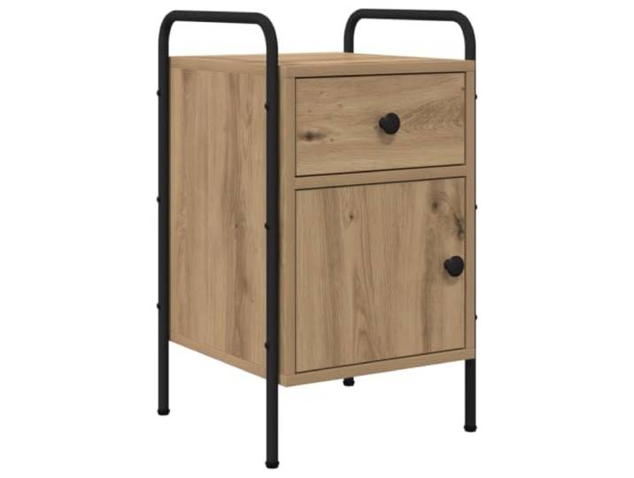 KUPTYERFG Nachttisch Artisan-Eiche 35x36,5x61cm Beistelltisch Kompakter Schrank mit Schublade und umkehrbarer Tür fürs Schlafzimmer. Stabile Konstruktion mit verstellbaren Füßen.