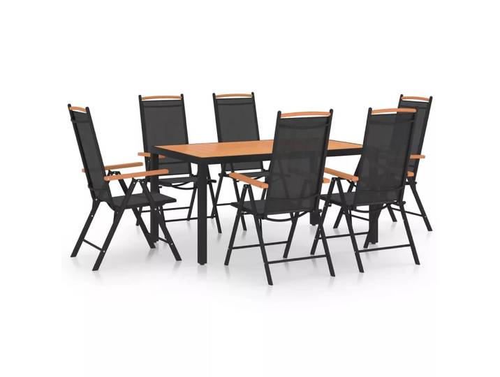 VidaXL - Garten-essgruppe aluminium, One Size, Schwarz