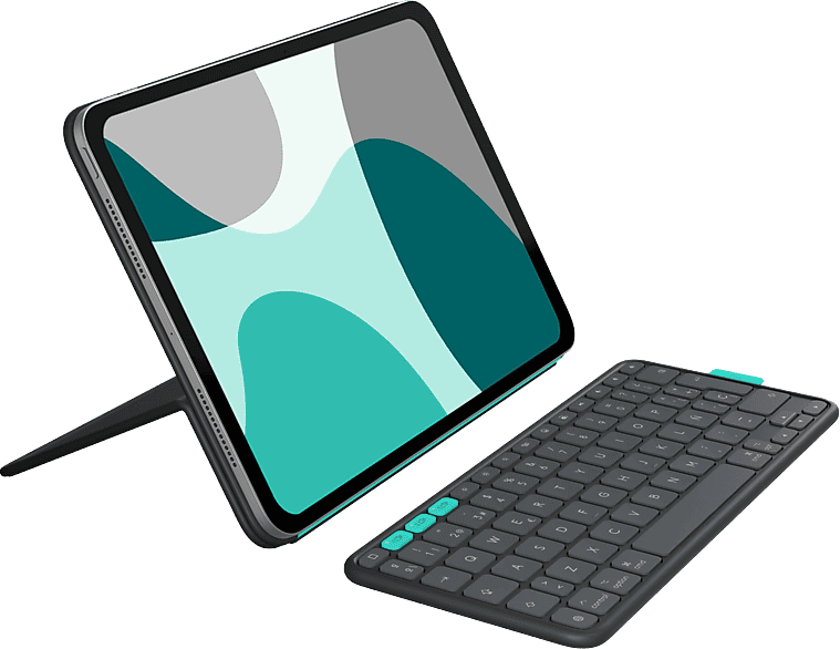 Funda con teclado - Logitech Flip Folio, iPad Pro /Air 11"/5gen, Teclado extraíble, Multidispositivo, Ajustable, Bluetooth, Accesos directos, Negro