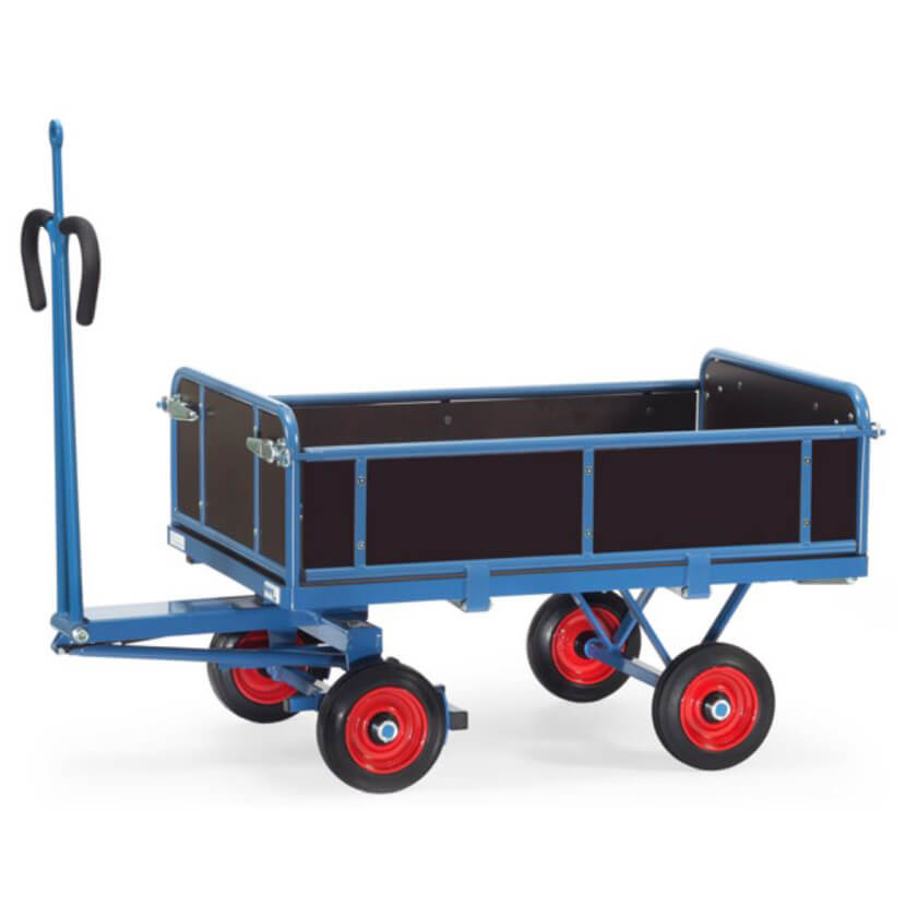 Fetra Handpritschenwagen Bordwände, Zugöse 700 kg LxB 1.200 x 800 mm Vollgummiräder
