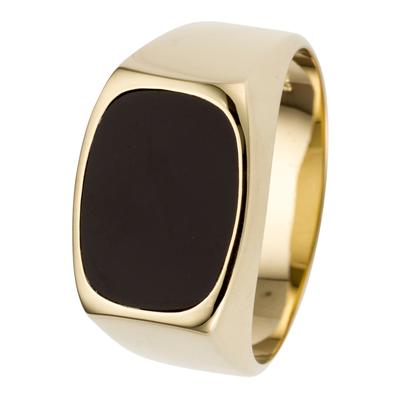 Fingerring JOBO Gr. 66, schwarz, Fingerringe, Herren, 66, Gelbgold 585, Fingerring, 585 Gold mit Onyx
