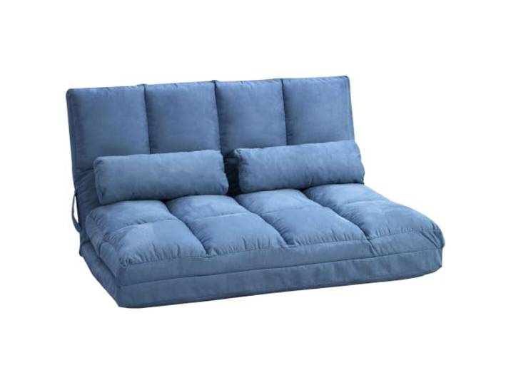 HOMCOM Bodenstuhl mit Liegefunktion, Verstellbarer Rückenlehne, Blau Sitzkissen, Relaxsessel, zum Fernsehen, Lesen, Meditationsstuhl, Bodensessel, Lazy Sofa, Lesesessel, für Meditation Yoga Büro