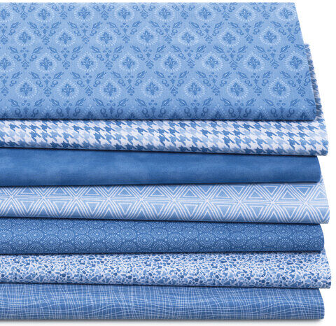 Patchwork- und Quiltpaket "Grafik", jeans/weiß
