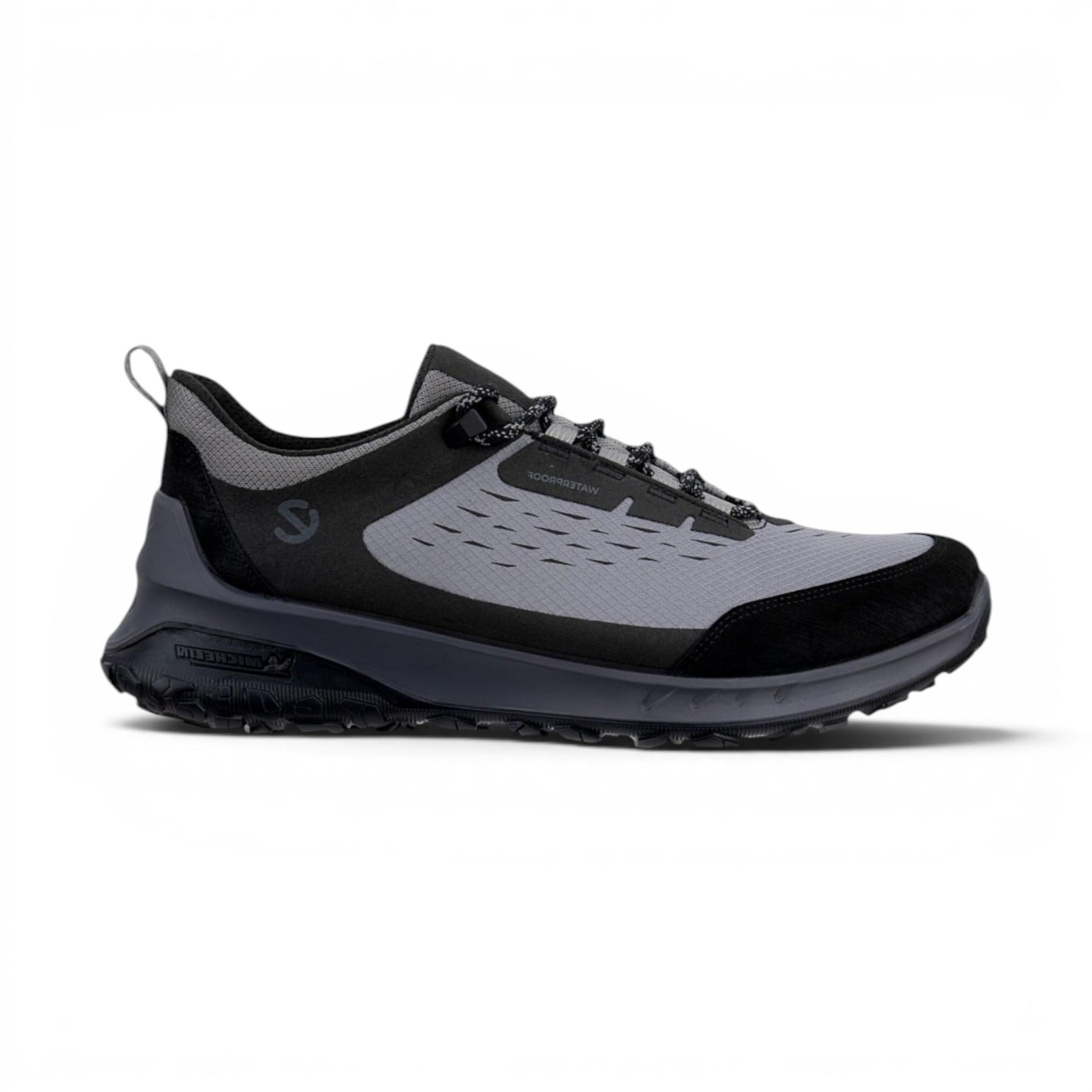 Ecco Herren Schwarz-Grau Leder wasserdichte Outdoor-Sneakerschuhe - ULT-TRN