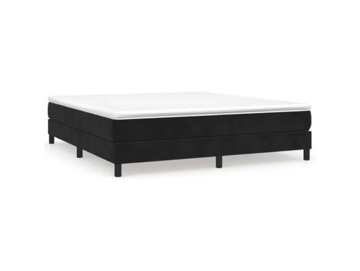 PUGYNBK Boxspringbett aus schwarzem Samt, 180 x 200 cm Taschenfedern, mittlere Festigkeit, weicher Schutz, Holzlatten